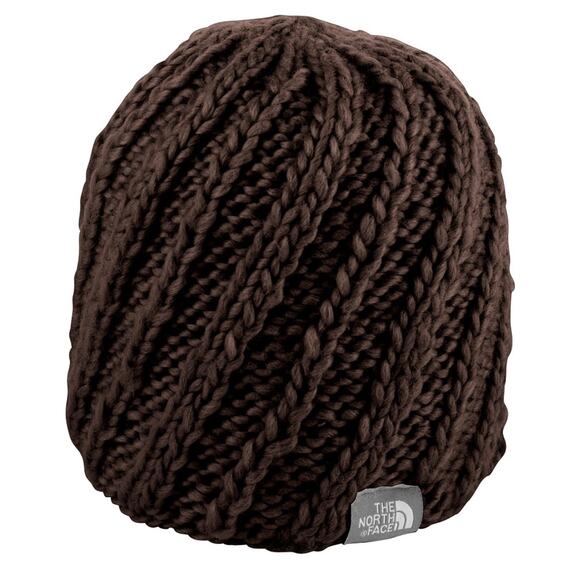The North Face Wool Blend Chunky Knit Hat Unisex Choco Brown Ski Luxury - Picture 1 of 9